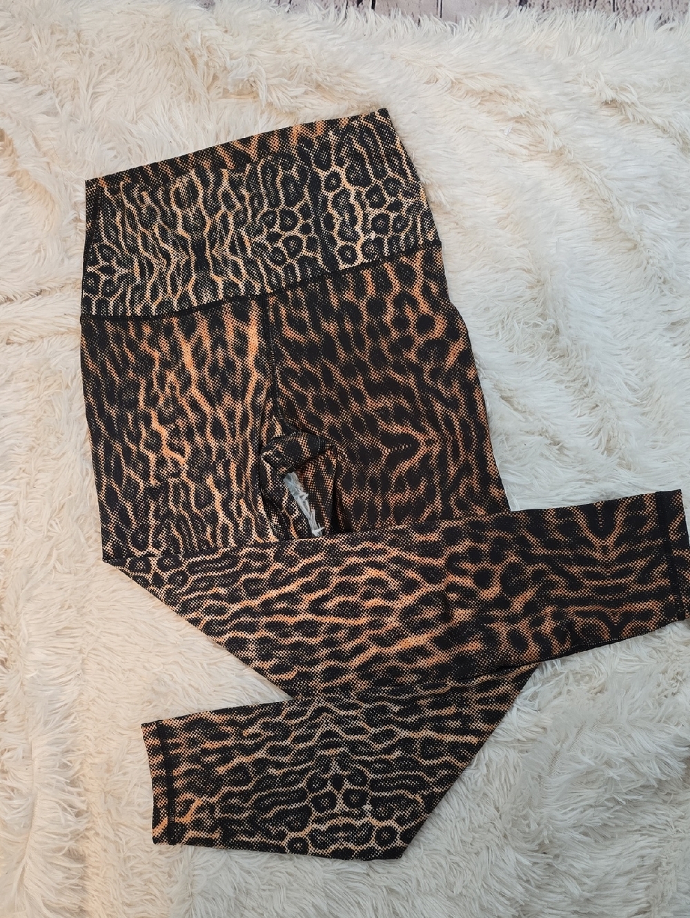 Yogalicious Lux Orange & Black Leopard-Print Leggings Size M